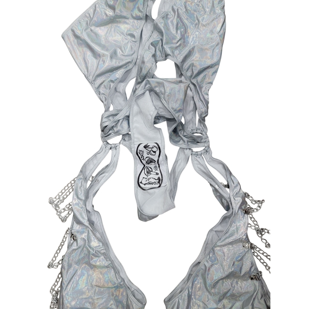 Silver Metallic Rave Jumpsuit - Picture 11 of 14
